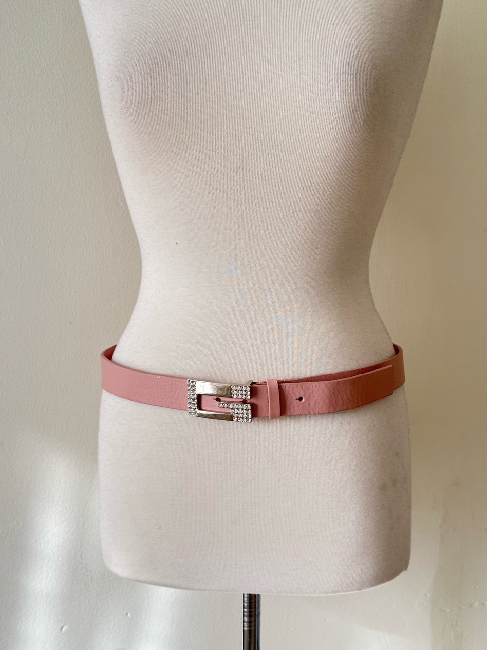 Vintage GUESS Blush Pink Leather Belt | 2000s Barbiecore Rhinestone Accessory